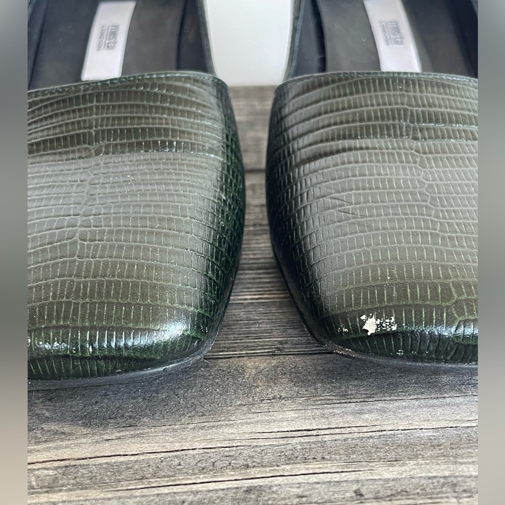 Miista Aloisie Bottle Green Lizard Effect Leather Heels - Picture 7 of 8